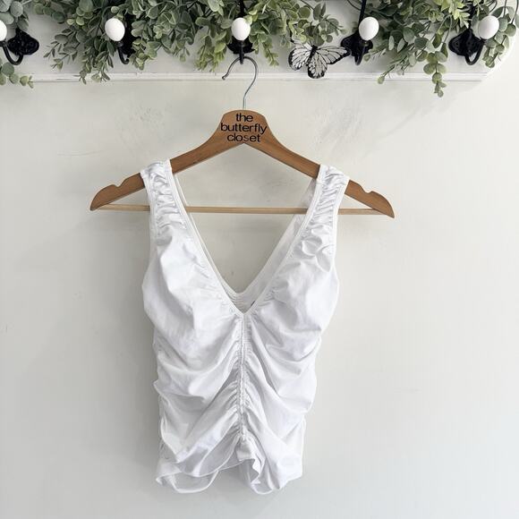 Free People Tops - Free People White Ruched Tank Top New XS/s KW
